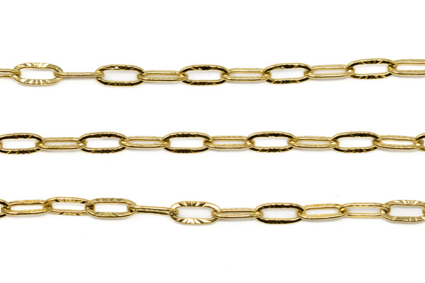 18kt Gold Plated Stainless Steel 3.5x7.5mm Textured Oval Chain - Sold By 6 Inches