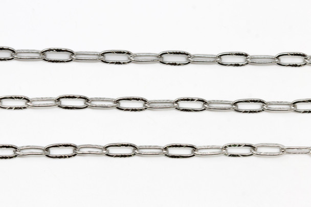 Stainless Steel 3.5x7.5mm Textured Oval Chain - Sold By 6 Inches