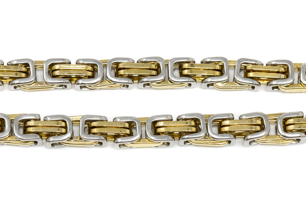 18kt Gold Plated & Stainless Steel 6mm Box Link Chain - Sold By 6 Inches