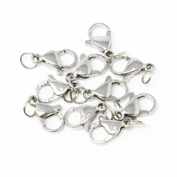 Stainless Steel 12x7mm Lobster Clasp - 10 Pieces