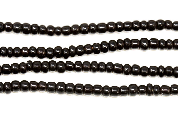 Vintage Maasai Glass Beads Polished 4x2-4mm Semi Round - Black