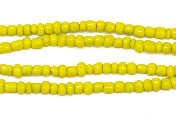 Vintage Maasai Glass Beads Polished 4x2-4mm Semi Round - Yellow