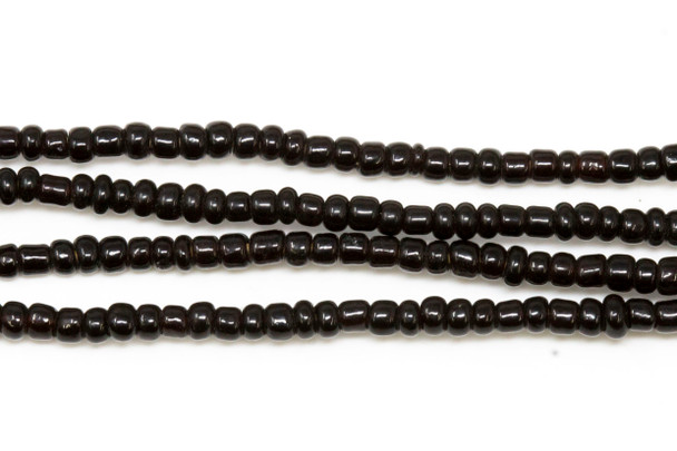 Vintage Maasai Glass Beads Polished 2-3mm Semi Round - Black
