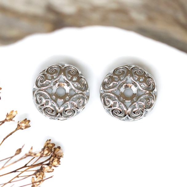Silver Plated 14x7.5mm Filagree Rondelle