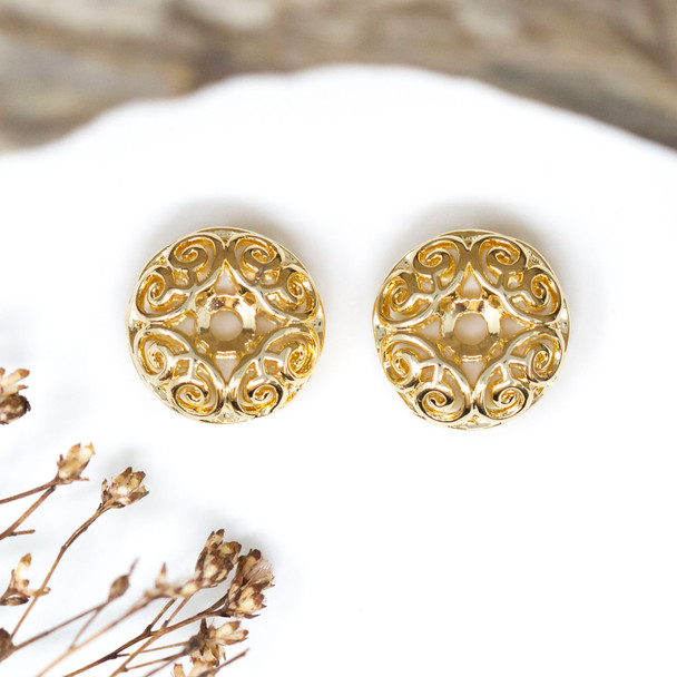 Gold Plated 14x7.5mm Filagree Rondelle