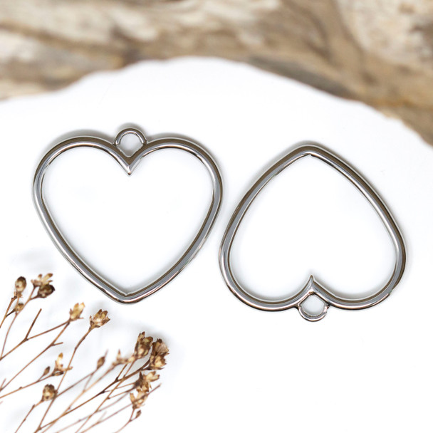 Silver Plated 28x30mm Open Heart Pendant