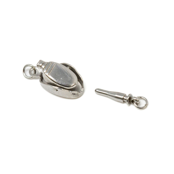 Silver Plated 7x17mm Oval Box Clasp
