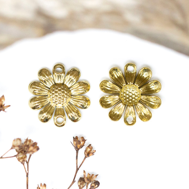 Gold Plated Stainless Steel 14mm Sunflower Link