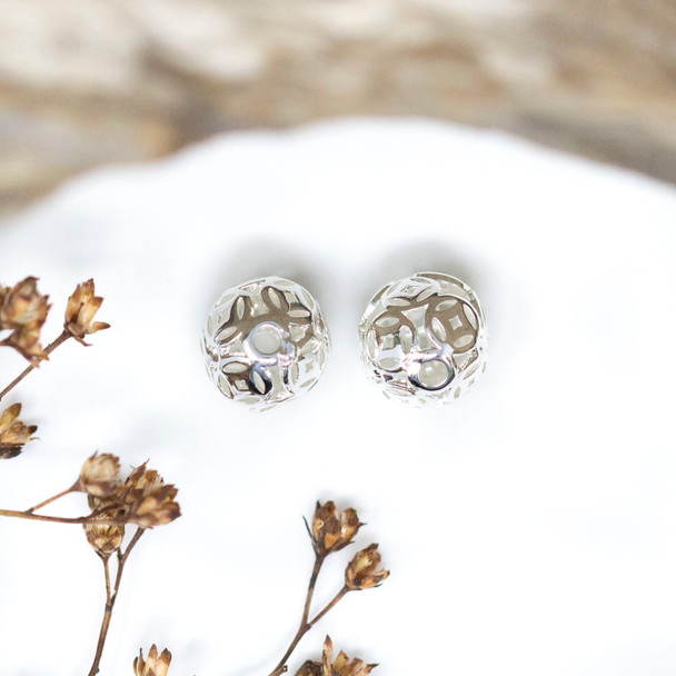 Silver Plated 8mm Filagree Bead
