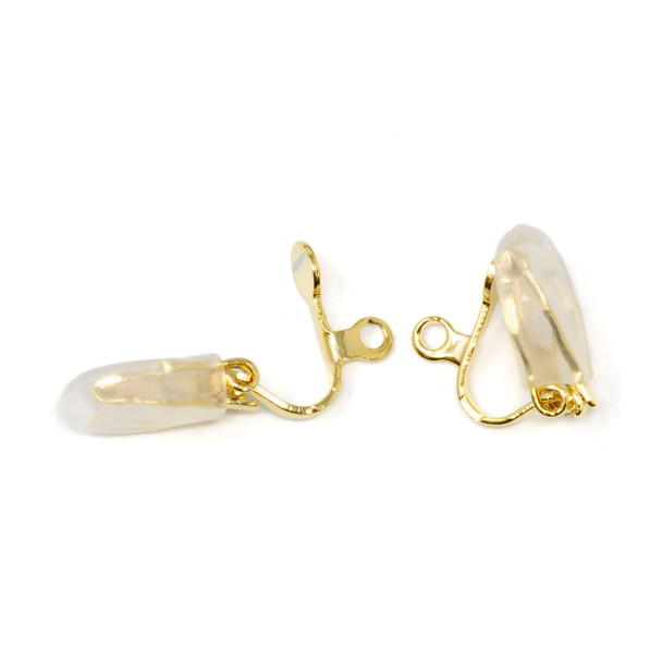 Gold Plated Clip on Earrings with Pads - 1 Pair