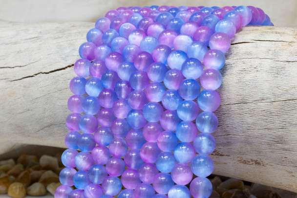 Selenite 8mm Pink Blue Round