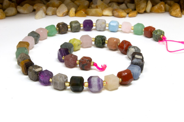 Mixed Gemstones 8mm Faceted Cube