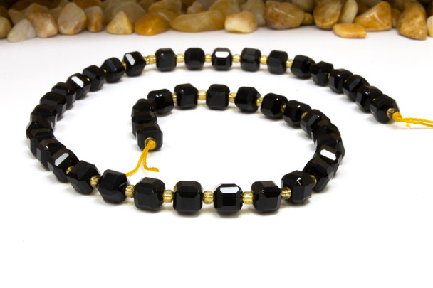 Black Onyx Polished 7mm Faceted Cube