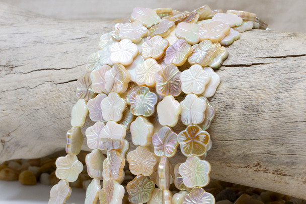 Natural Shell Two Tone 13mm AB Polished Flower