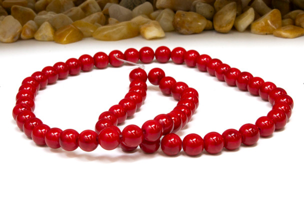 Natural Jade Polished Dyed Red 6mm Round - Opaque