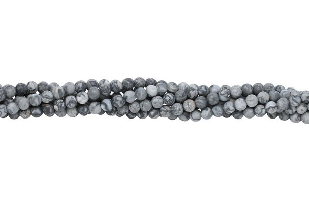 Grey Crazy Lace Agate Matte 4mm Round