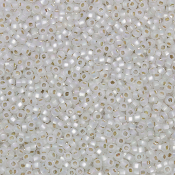 Size 11 Czech Seed Beads -- 1070 Crystal  Matte Rainbow / Silver Lined