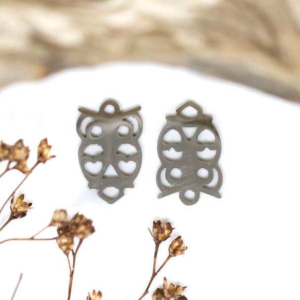 Stainless Steel 14x9mm Owl Charm