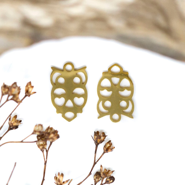 Gold Plated Stainless Steel 14x9mm Owl Charm