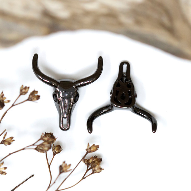 Gunmetal Plated 20x18mm Bull Skull Bead