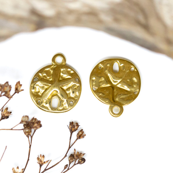 18kt Gold Plated Stainless Steel 17x15mm Sand Dollar Charm