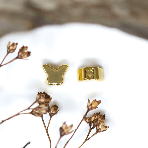 Gold Plated 5x6mm Butterfly Bead