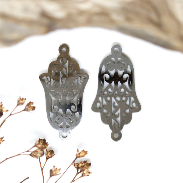 Stainless Steel 30x14mm Hamsa Hand Link