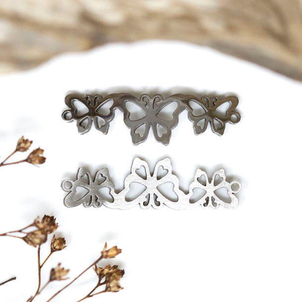 Stainless Steel 8x30mm 3 Butterflies Link