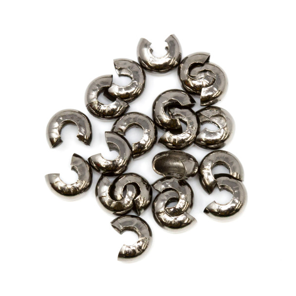 Gunmetal 4mm Crimp Covers - 20 Pieces