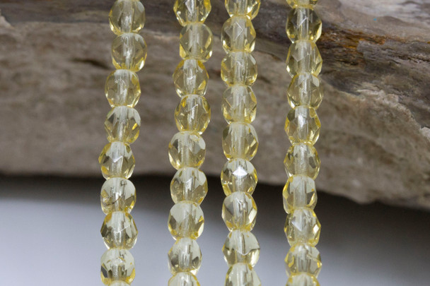 Fire Polish 4mm Faceted Round - Light Topaz