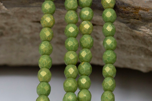 Fire Polish 4mm Faceted Round - Pacifica Avocado