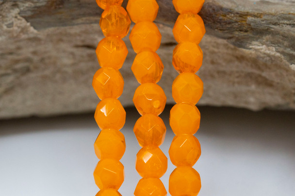 Fire Polish 6mm Faceted Round - Opal Orange