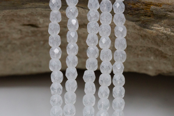 Fire Polish 3mm Faceted Round - Cotton White