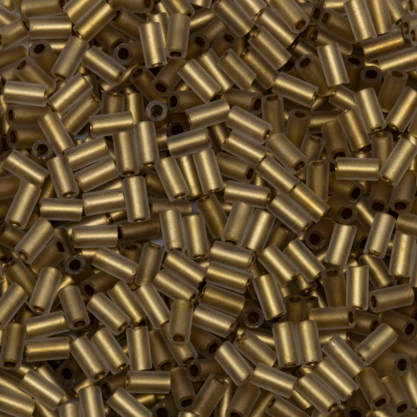 Toho 3mm Bugle Beads -- Gold Lined Frosted Crystal