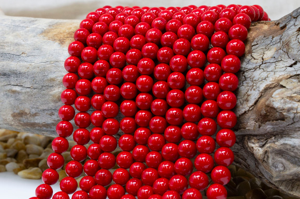 Mashan Jade Dyed Red Polished 8mm Round
