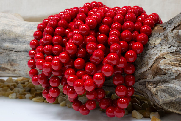 Mashan Jade Dyed Red Polished 10mm Round