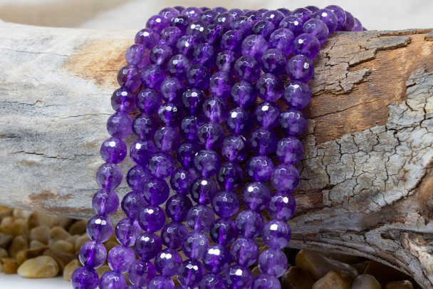 Amethyst A Grade Polished 8mm Faceted Round