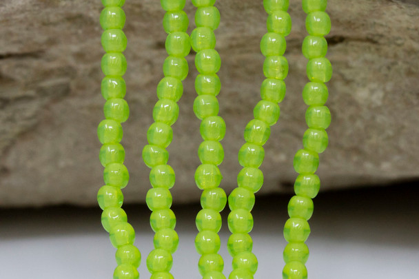 Czech Glass 2mm Round -- Milky Dark Peridot