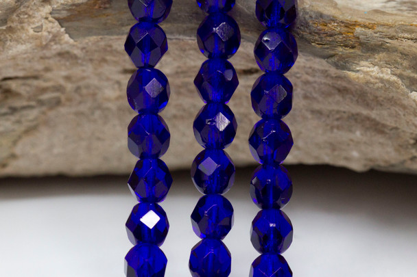 Fire Polish 6mm Faceted Round - Cobalt
