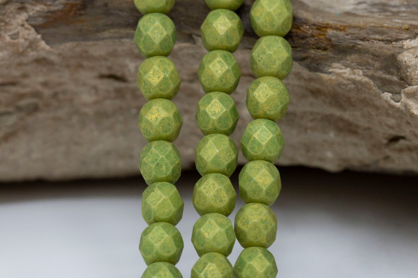 Fire Polish 6mm Faceted Round - Pacifica Avocado