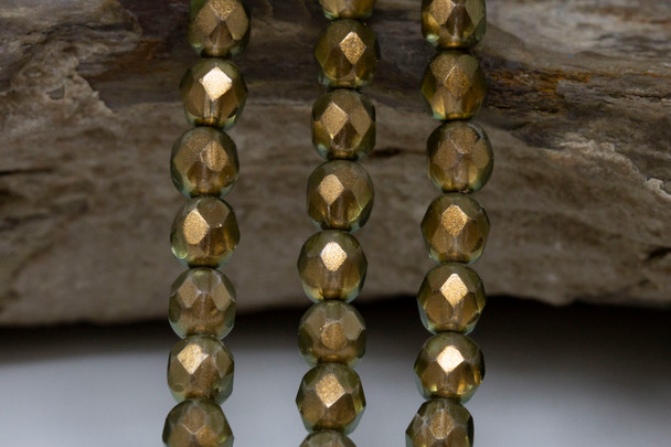 Fire Polish 6mm Faceted Round - Halo Linen