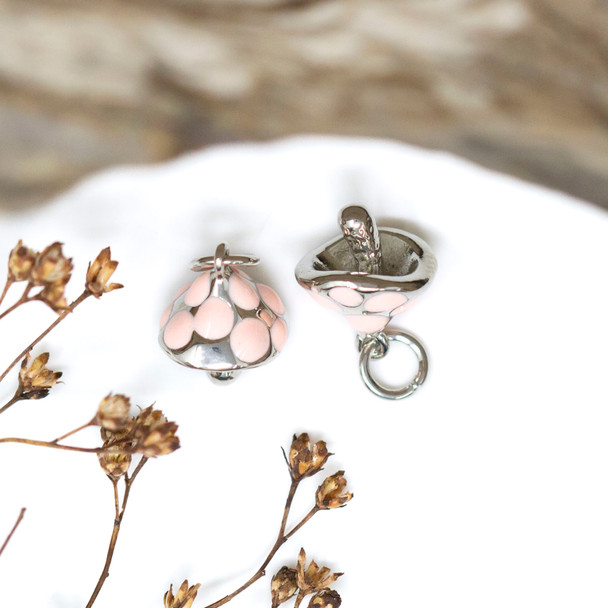 Silver Plated Enamel 10x12mm Pink Mushroom Charm