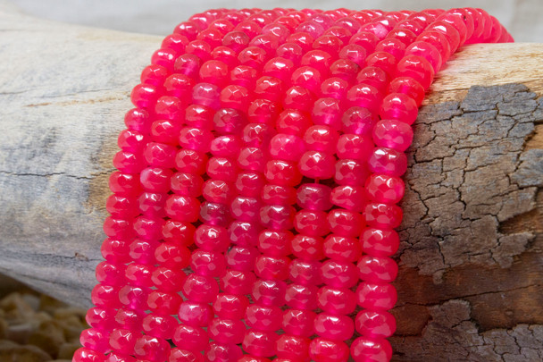 Jade Polished 5x8mm Faceted Rondelle - Dyed Candy Apple