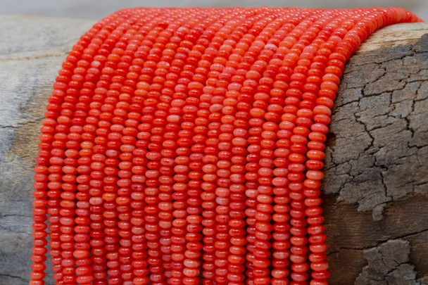 Orange Coral Polished 2x3.5mm Rondelle