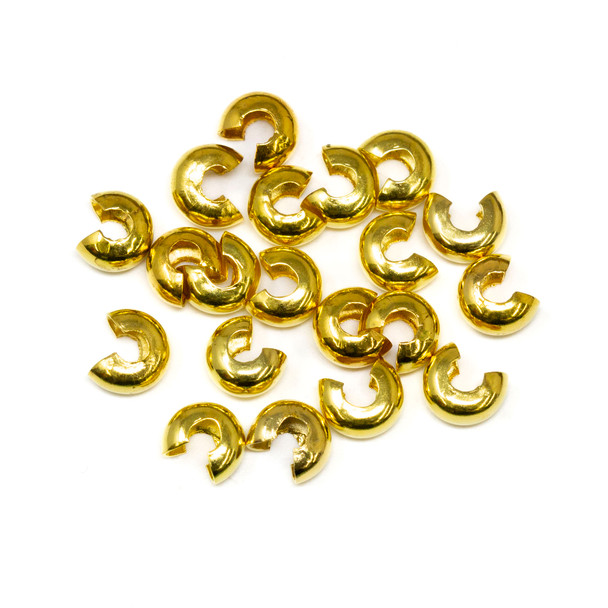 Gold Plated 5mm Crimp Covers - 20 Pieces