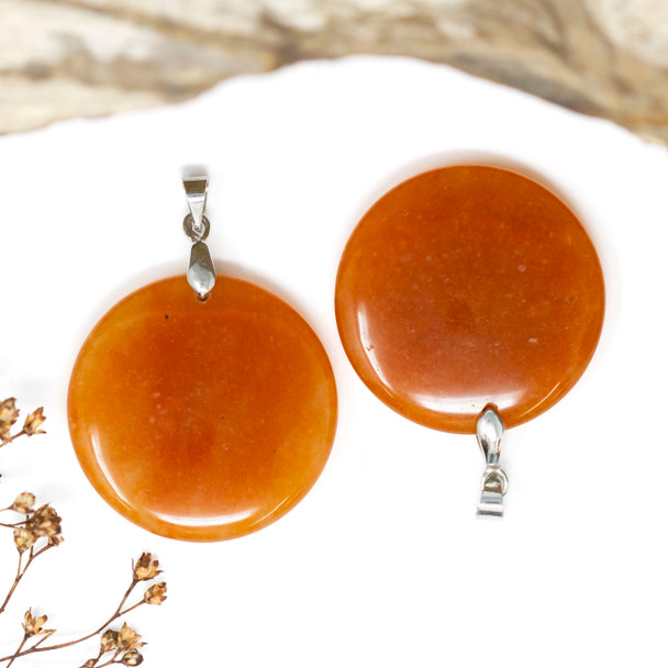 Red Aventurine Polished 30mm Coin Pendant