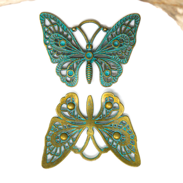 Patina Brass Plated Alloy 36x48mm Butterfly Pendant