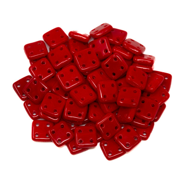 CzechMates® QuadraTile Beads -- Opaque Red