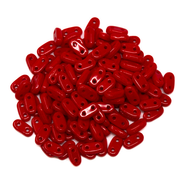 CzechMates® 2 Hole Bar Beads -- Opaque Red