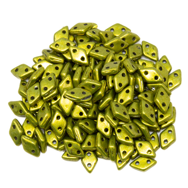 CzechMates® Diamond 2 Hole Beads -- Saturated Metallic Meadow Lark